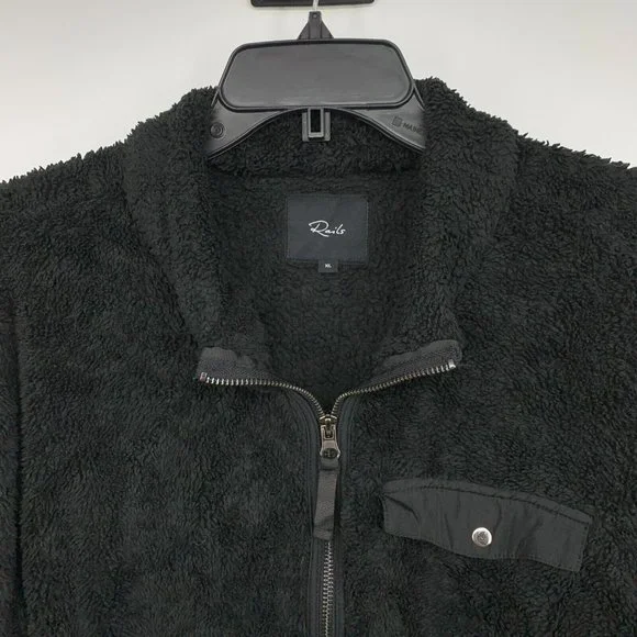Rails Austin Jacket Fleece Teddy Black Full Zip Fuzzy - Picture 5 of 9